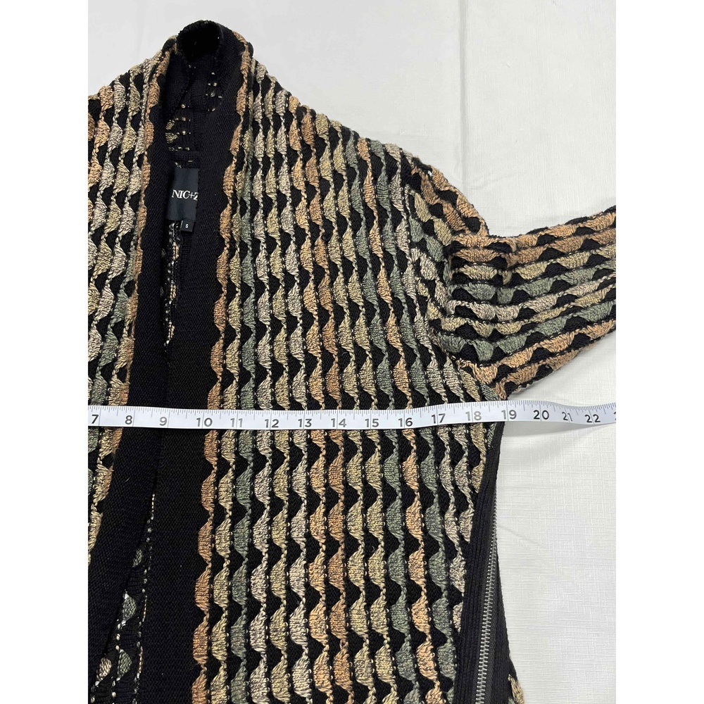 Nic+Zoe Multicolor‎ Womens Asymmetric Side Zippers Open Front Cardigan Small - Picture 7 of 12